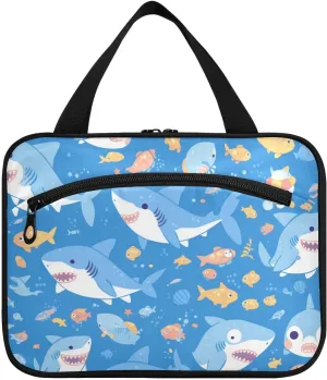 Angry Great White fish sea Sky Blue hanging bag for women with hook, designer necessities for travel essentials for women bolsa para maquillaje L