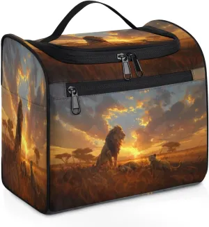 Animal Lion Travel Toiletry Bag for Women Men Large Capacity Hanging Makeup Bag Dopp Kit Shaving Bag for Toiletries Cosmetics Organizer