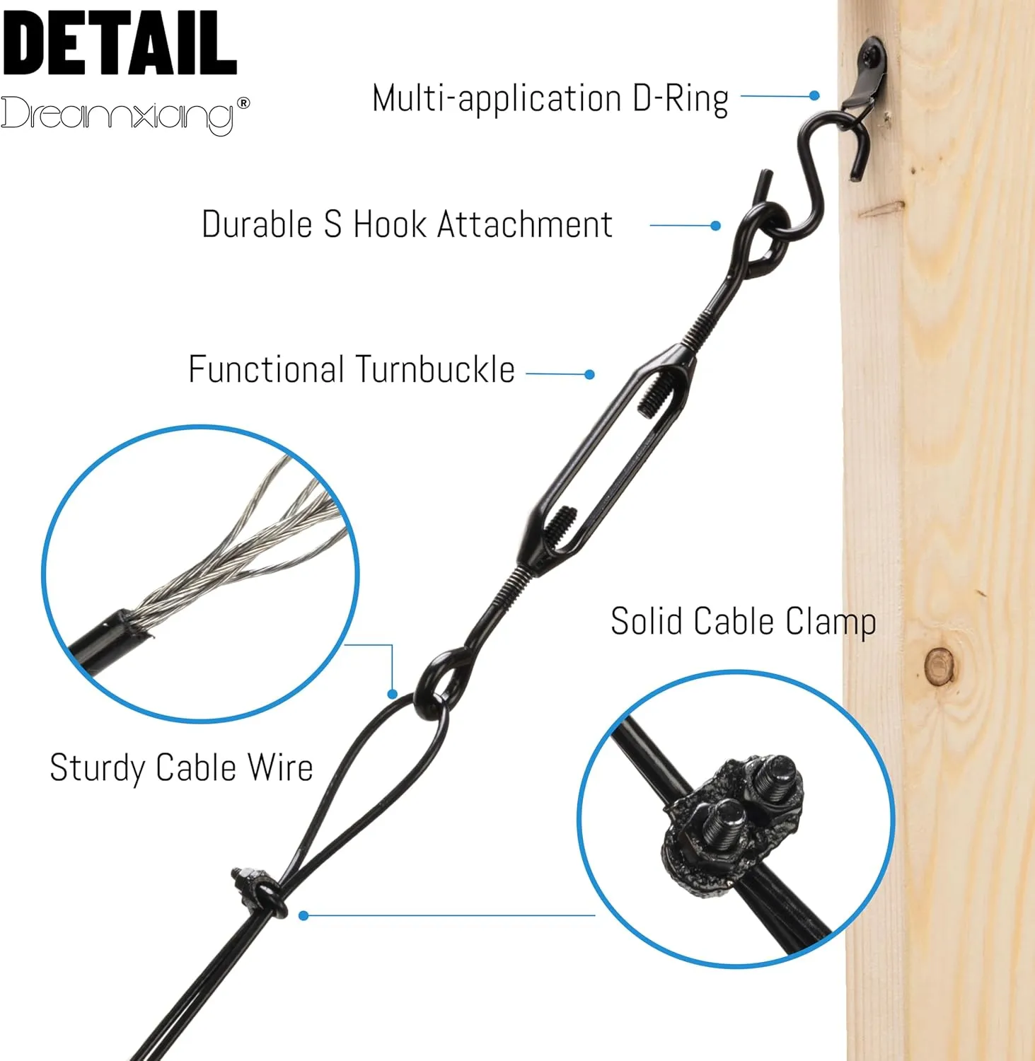 Anti Sag Gate Kit for Wooden Fence, Anti-Sagging Fence Gate Support Cable Kit in Zinc, No Sag Wooden Fence Gate Repair Kit for Outdoor, Anti-Sag Gate Frame Kit