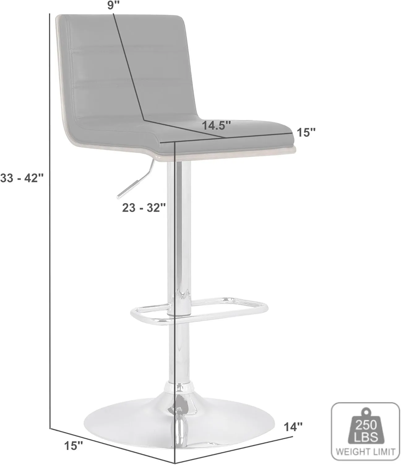 Armen Living Aubrey Barstool in Cream Faux Leather, Walnut Wood and Chrome Finish