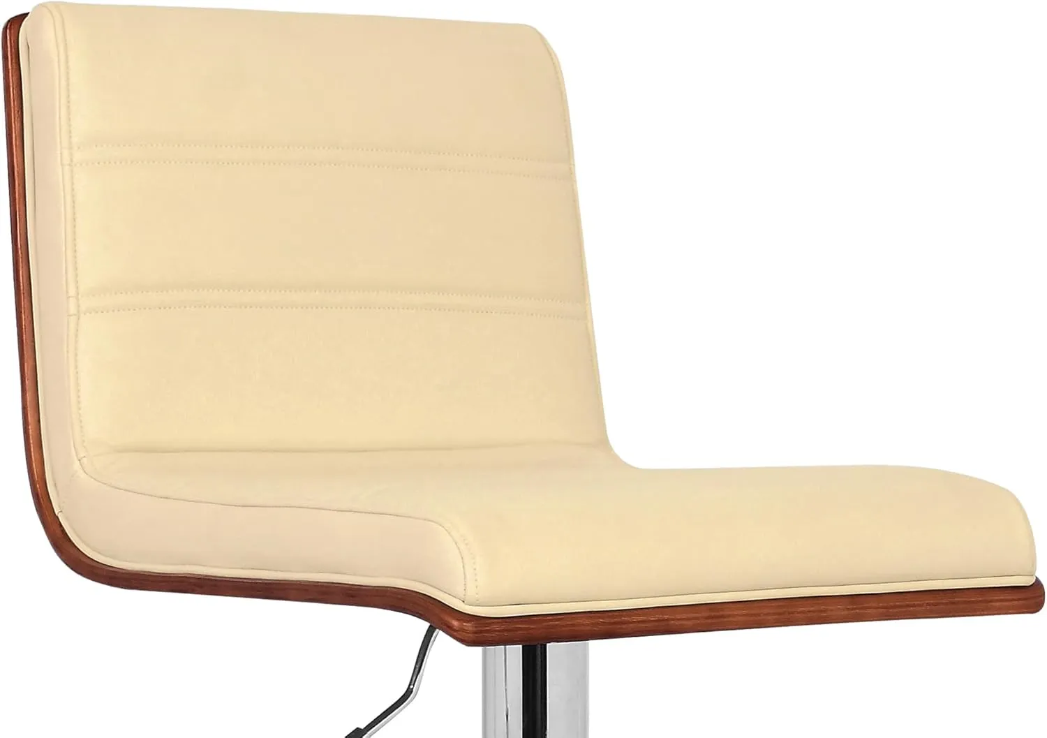 Armen Living Aubrey Barstool in Cream Faux Leather, Walnut Wood and Chrome Finish