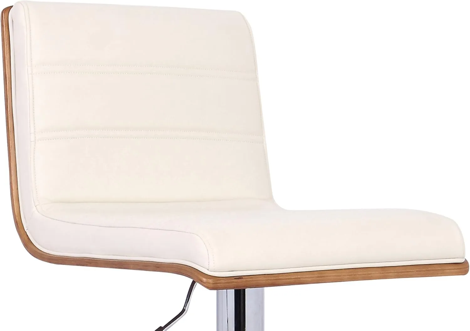 Armen Living Aubrey Barstool in Cream Faux Leather, Walnut Wood and Chrome Finish