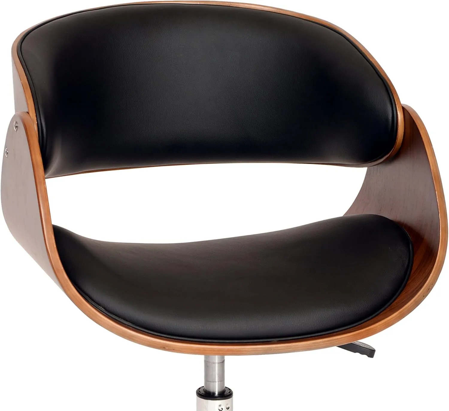 Armen Living Julian Office Chair in Black Faux Leather and Chrome Finish