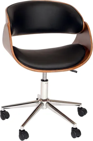 Armen Living Julian Office Chair in Black Faux Leather and Chrome Finish