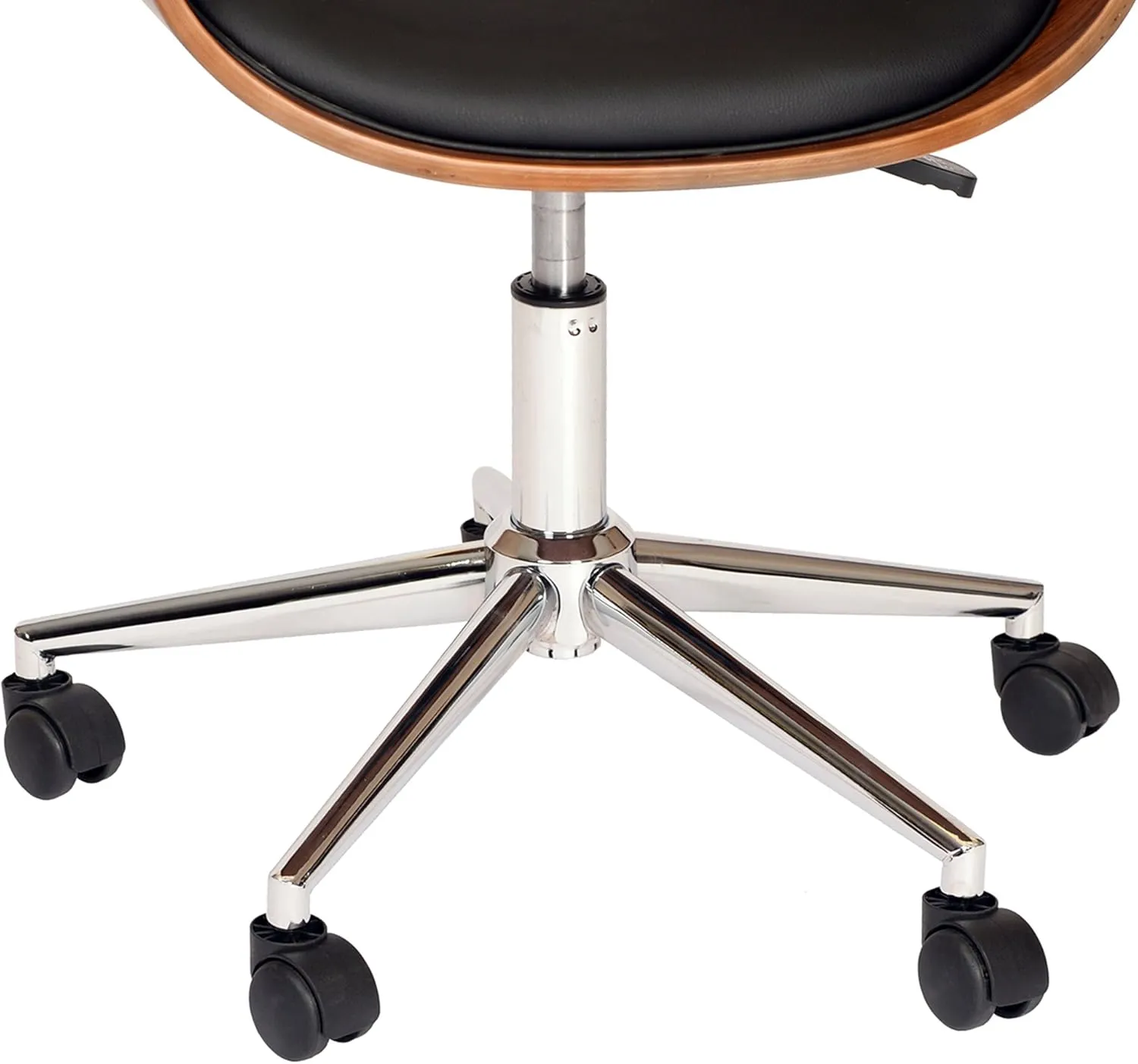 Armen Living Julian Office Chair in Black Faux Leather and Chrome Finish