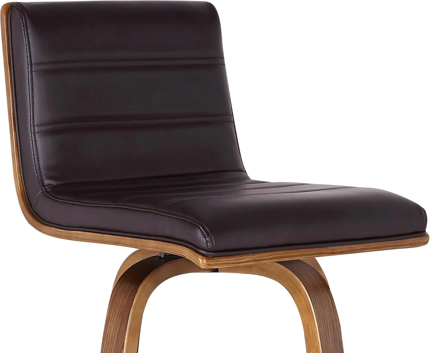 Armen Living Vienna 26" Counter Height Swivel Brown Faux Leather and Walnut Wood Bar Stool