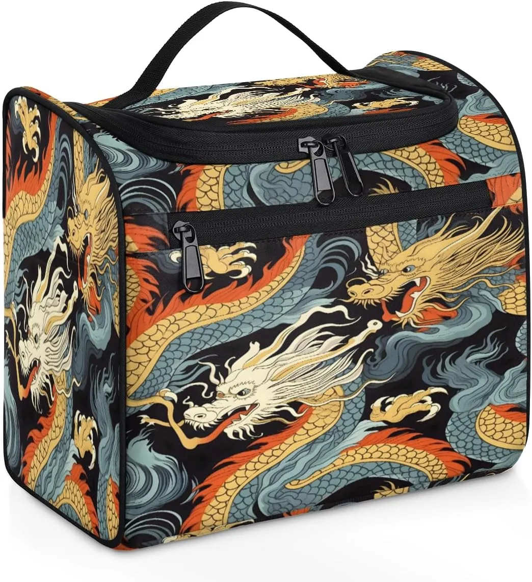 Asian Dragon Travel Toiletry Bag for Men and Women, Large Hanging Makeup Bag Organizer Toiletries Bag for Travel, Cosmetic Bag with Handle
