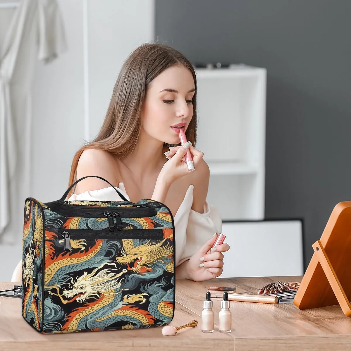 Asian Dragon Travel Toiletry Bag for Men and Women, Large Hanging Makeup Bag Organizer Toiletries Bag for Travel, Cosmetic Bag with Handle