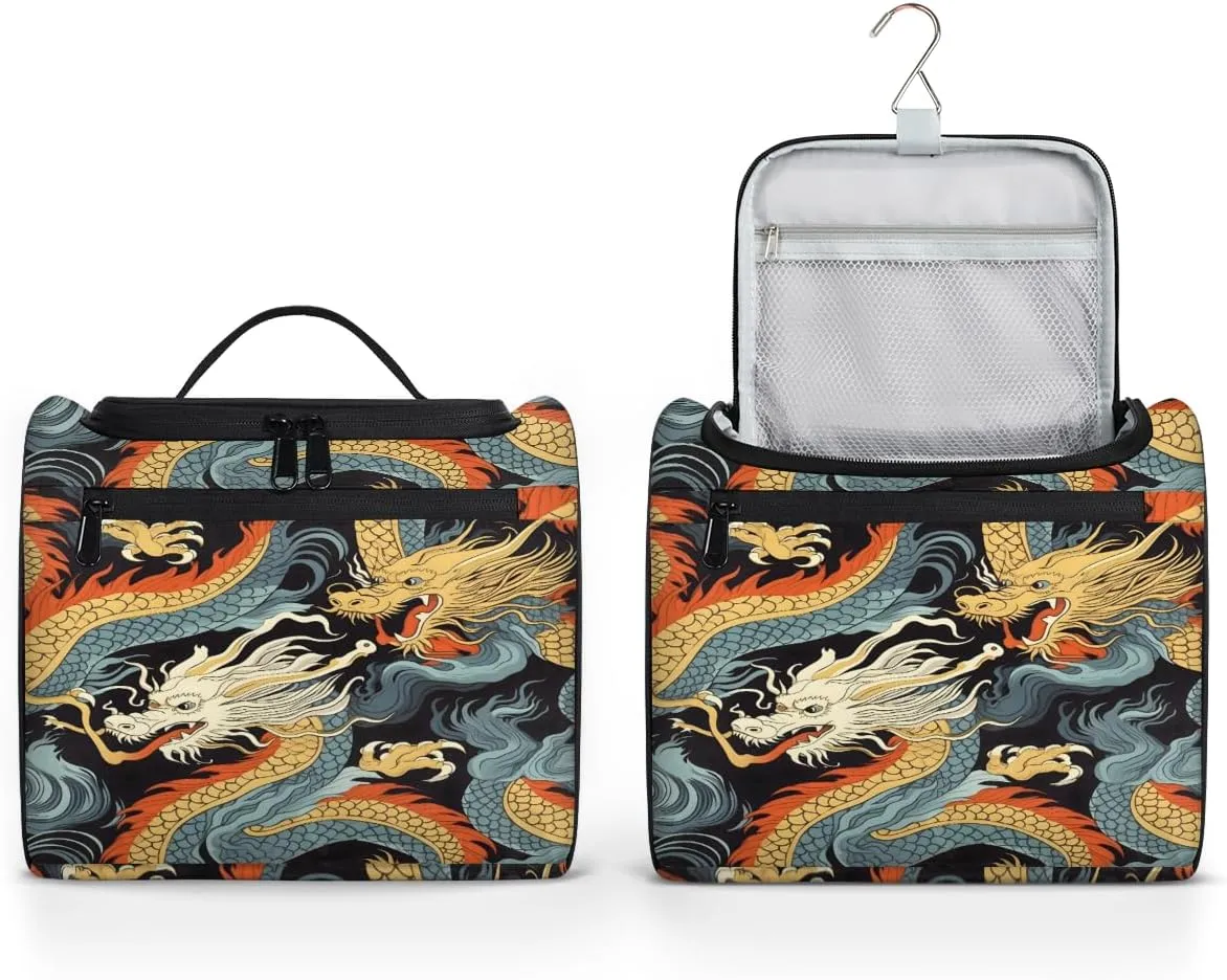 Asian Dragon Travel Toiletry Bag for Men and Women, Large Hanging Makeup Bag Organizer Toiletries Bag for Travel, Cosmetic Bag with Handle