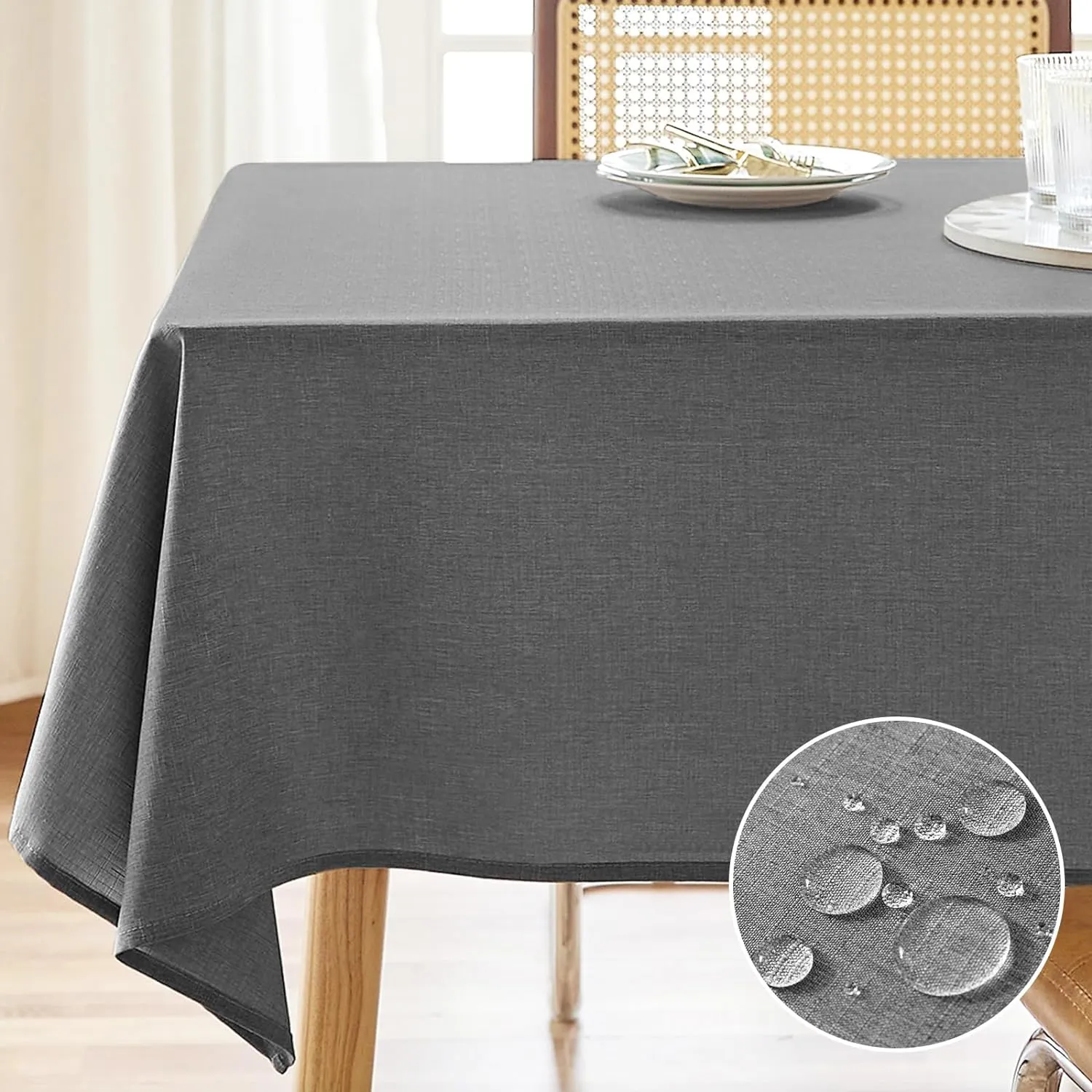 AUSSPVOCT Textured Tablecloth Rectangle 60x120 Water Resistant Spill-Proof Wipeable Table Cloth Wrinkle Free Fabric Dining Table Cover for Birthday Party Farmhouse Spring Kitchen Tablecloths