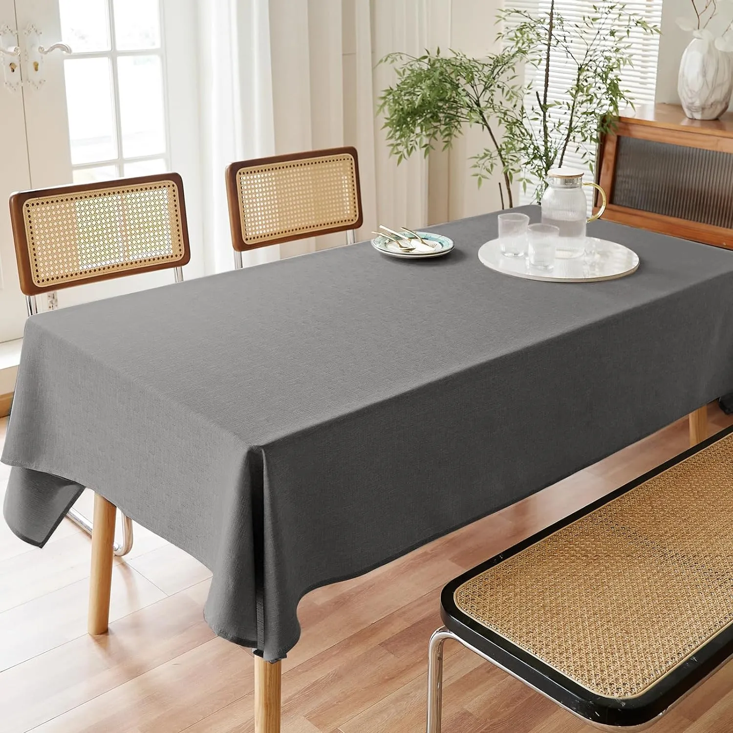 AUSSPVOCT Textured Tablecloth Rectangle 60x120 Water Resistant Spill-Proof Wipeable Table Cloth Wrinkle Free Fabric Dining Table Cover for Birthday Party Farmhouse Spring Kitchen Tablecloths