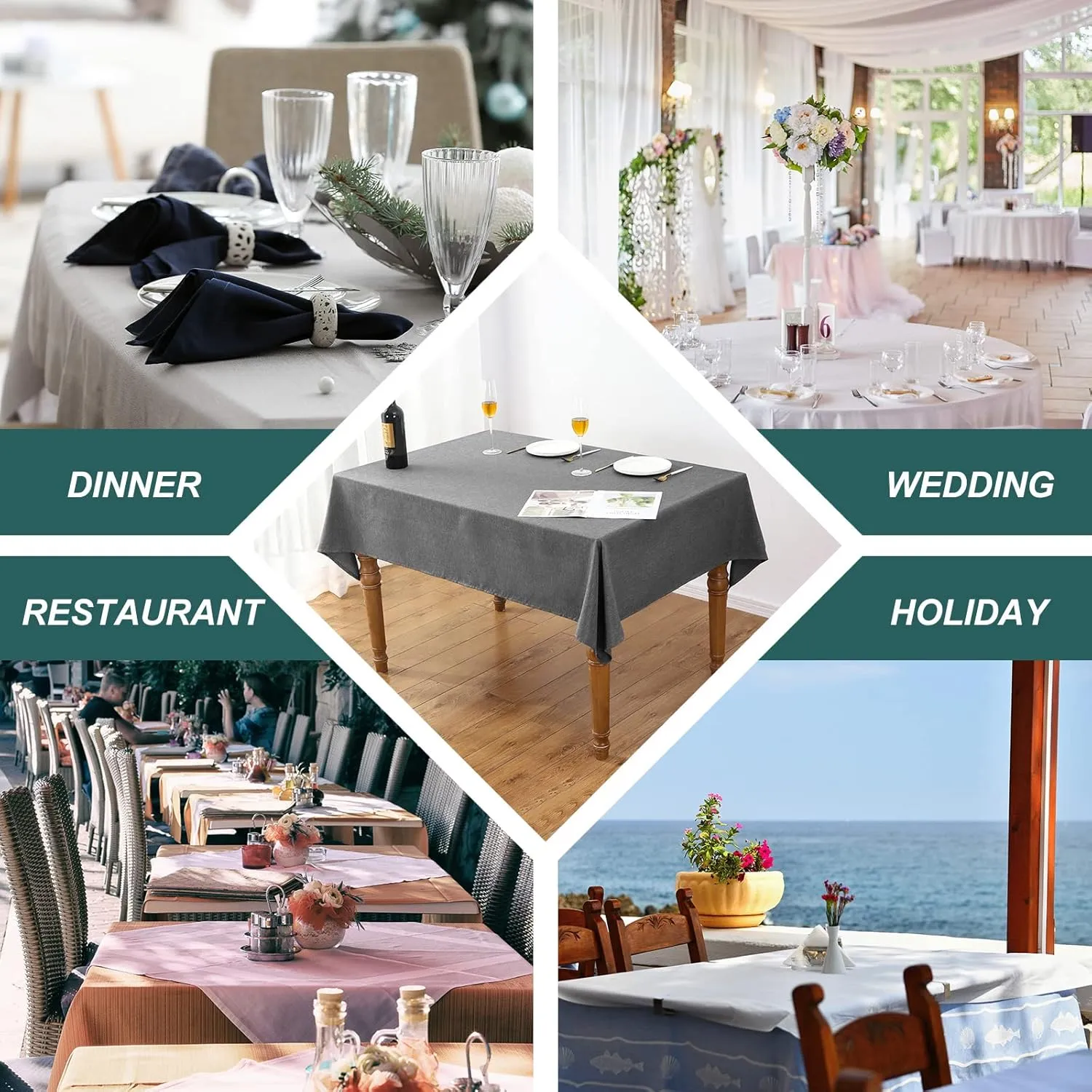 AUSSPVOCT Textured Tablecloth Rectangle 60x120 Water Resistant Spill-Proof Wipeable Table Cloth Wrinkle Free Fabric Dining Table Cover for Birthday Party Farmhouse Spring Kitchen Tablecloths