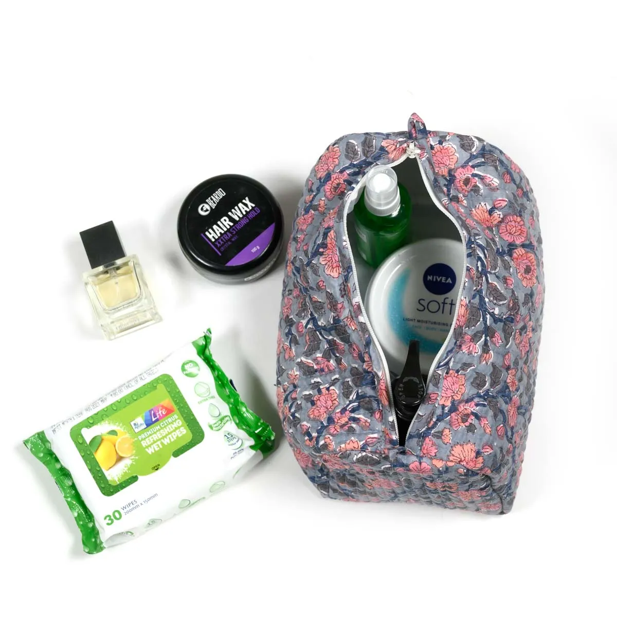 AUTUM JAL QUILTED TOILETRY POUCH