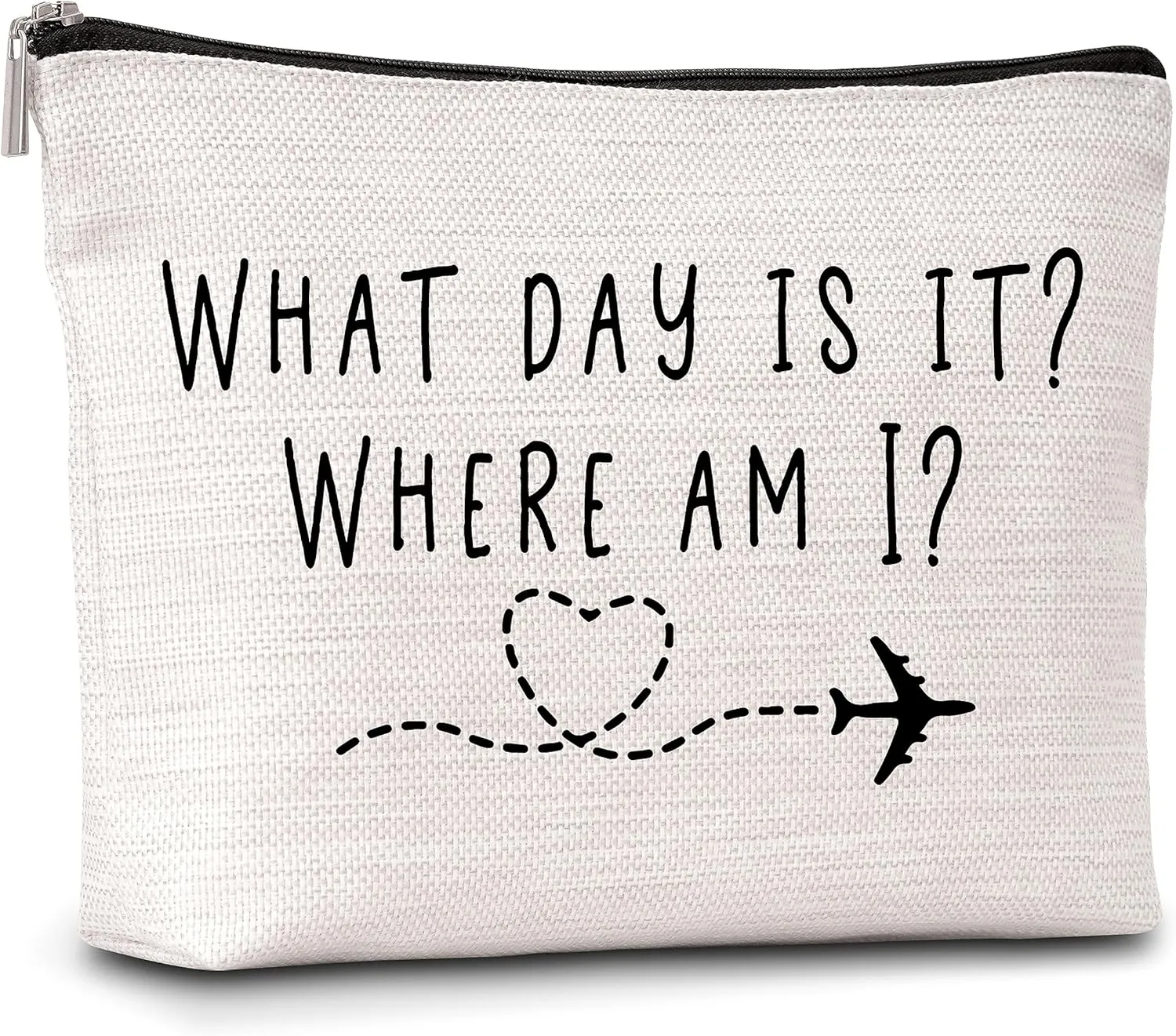 AWSICE Flight Attendant Makeup Bag What Day Is It Where Am I Cosmetic Travel Toiletry Bags Friendship Gift For Stewardess Flight Crew Women Sister Friend-A13