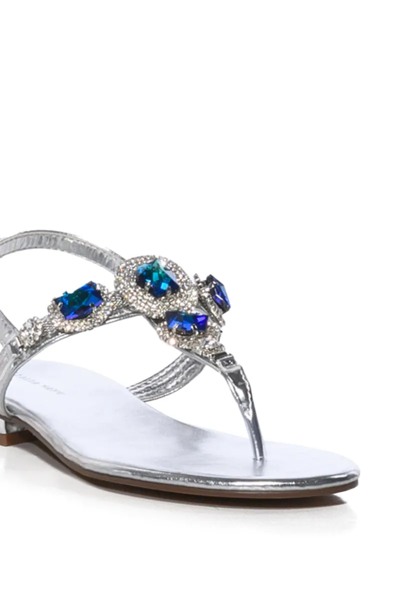 AZALEA WANG OKI EMBELLISHED SANDAL IN SILVER