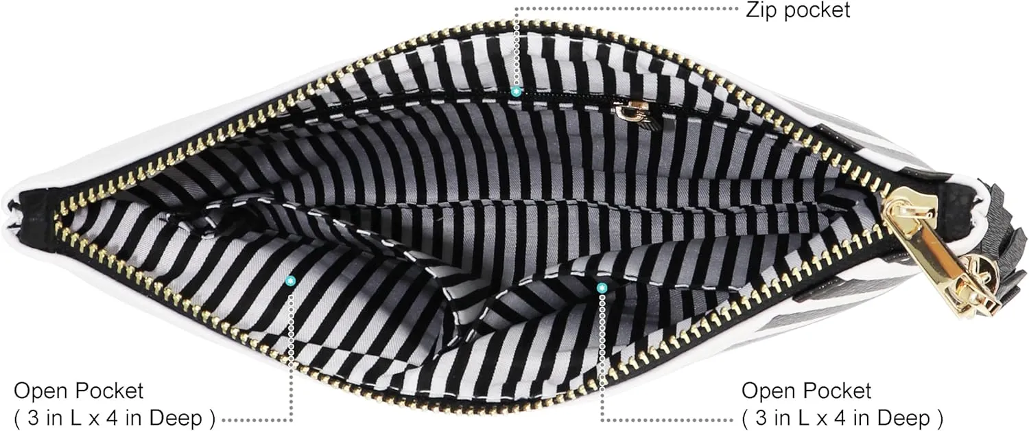 B BRENTANO Vegan Clutch Bag Pouch with Tassel Accent