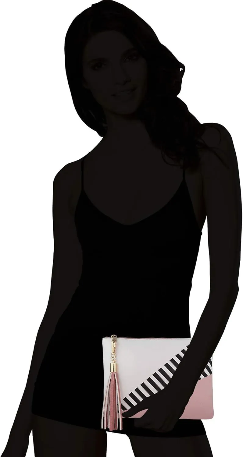 B BRENTANO Vegan Clutch Bag Pouch with Tassel Accent