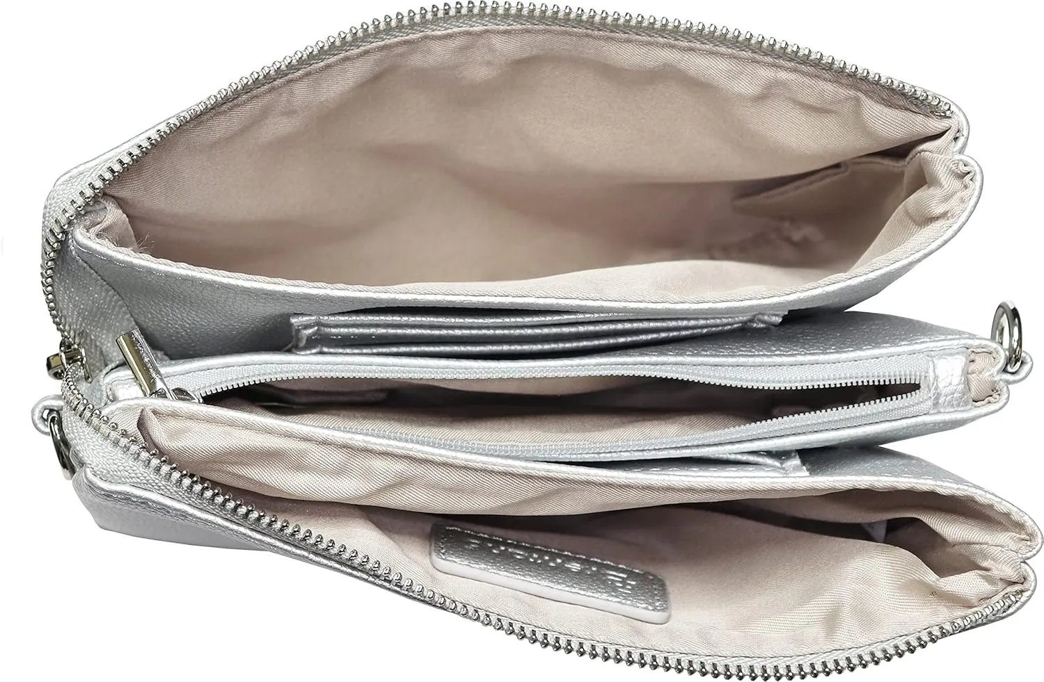 B BRENTANO Vegan Leather Multi-Pocket Crossbody Purse/Clutch with Card Slots, Removable Wristlet & Adjustable Shoulder Strap