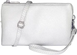 B BRENTANO Vegan Leather Multi-Pocket Crossbody Purse/Clutch with Card Slots, Removable Wristlet & Adjustable Shoulder Strap