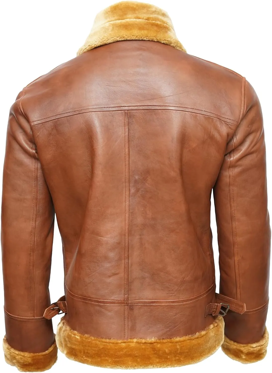 B3 Bomber Sheepskin Shearling Leather Jacket Raf Aviator Fighter Pilots WW2 Winter Fur Jacket For Men