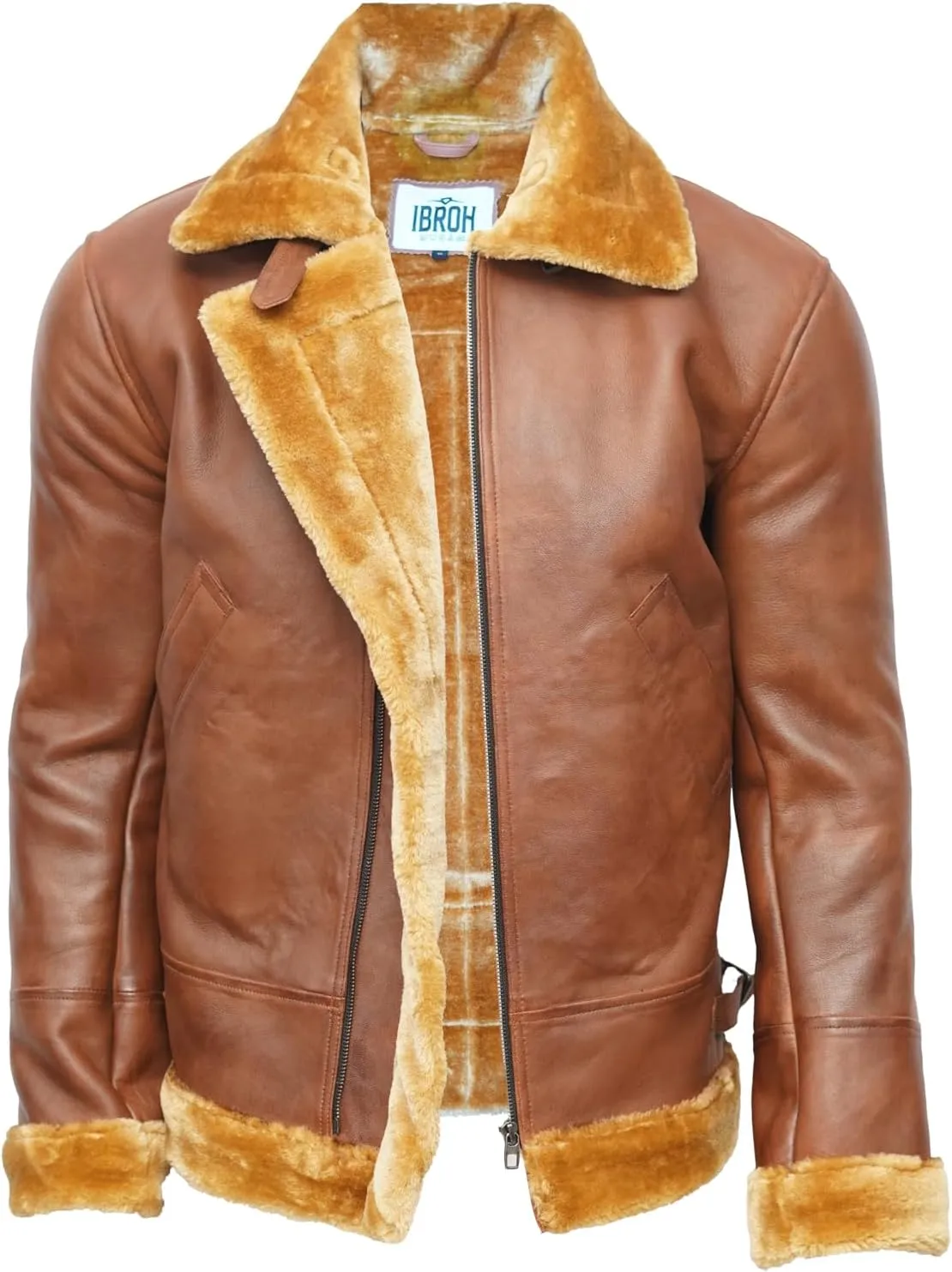 B3 Bomber Sheepskin Shearling Leather Jacket Raf Aviator Fighter Pilots WW2 Winter Fur Jacket For Men