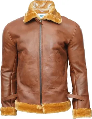 B3 Bomber Sheepskin Shearling Leather Jacket Raf Aviator Fighter Pilots WW2 Winter Fur Jacket For Men