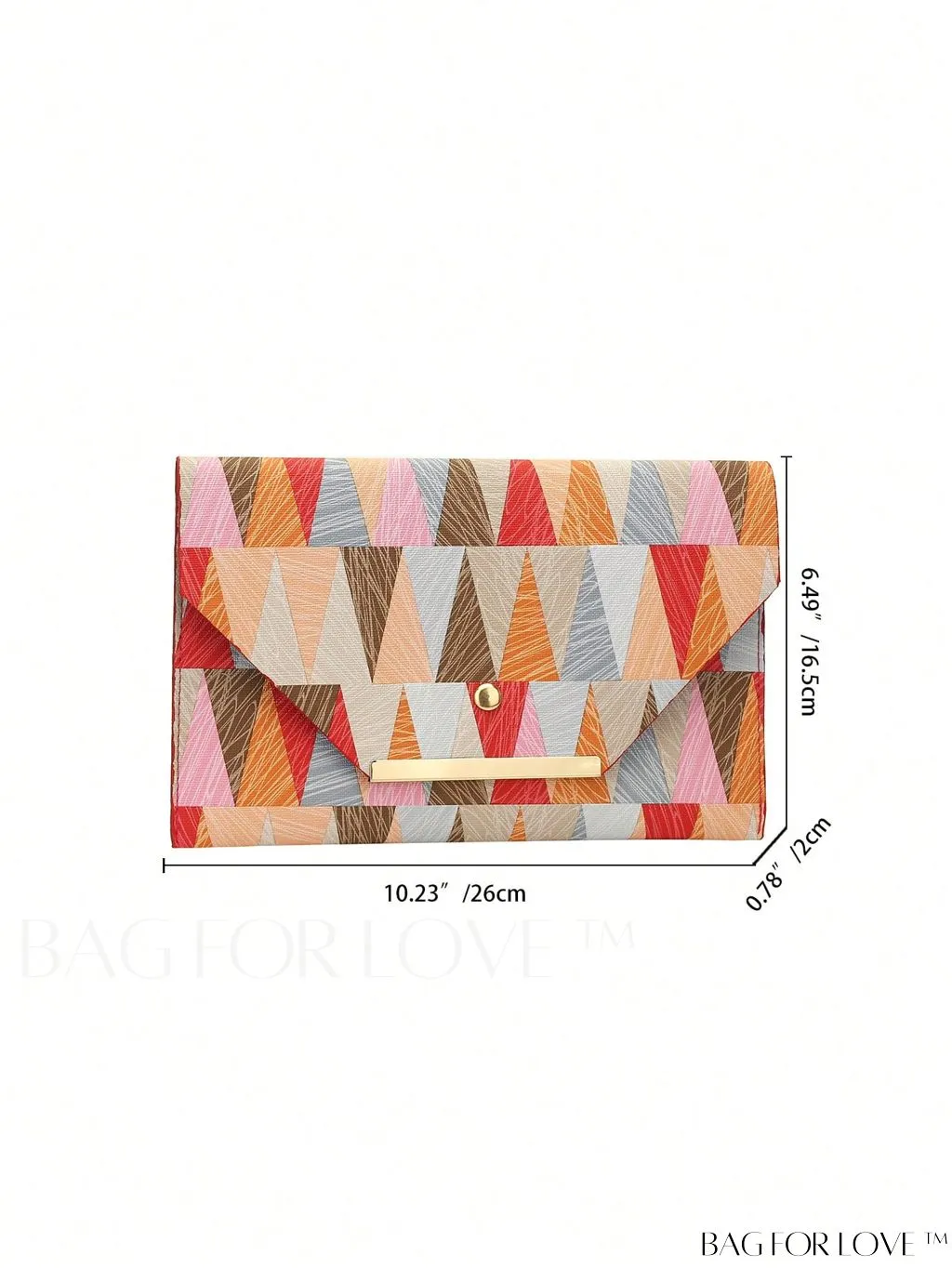 BagForLove - Chic PU Envelope Bag with Geometric Pattern Flap - Fashion at its Finest