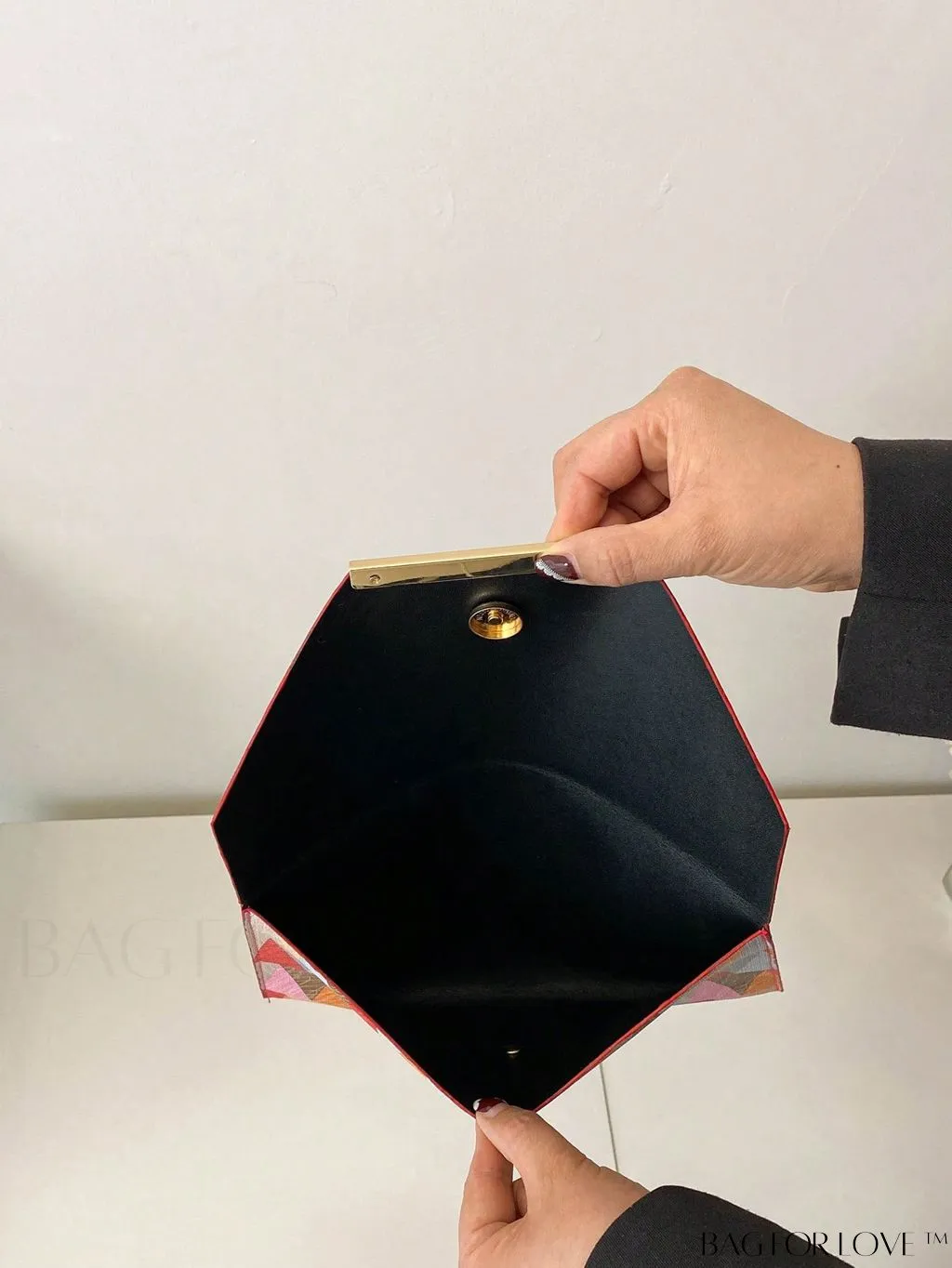 BagForLove - Chic PU Envelope Bag with Geometric Pattern Flap - Fashion at its Finest