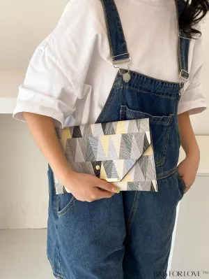 BagForLove - Chic PU Envelope Bag with Geometric Pattern Flap - Fashion at its Finest