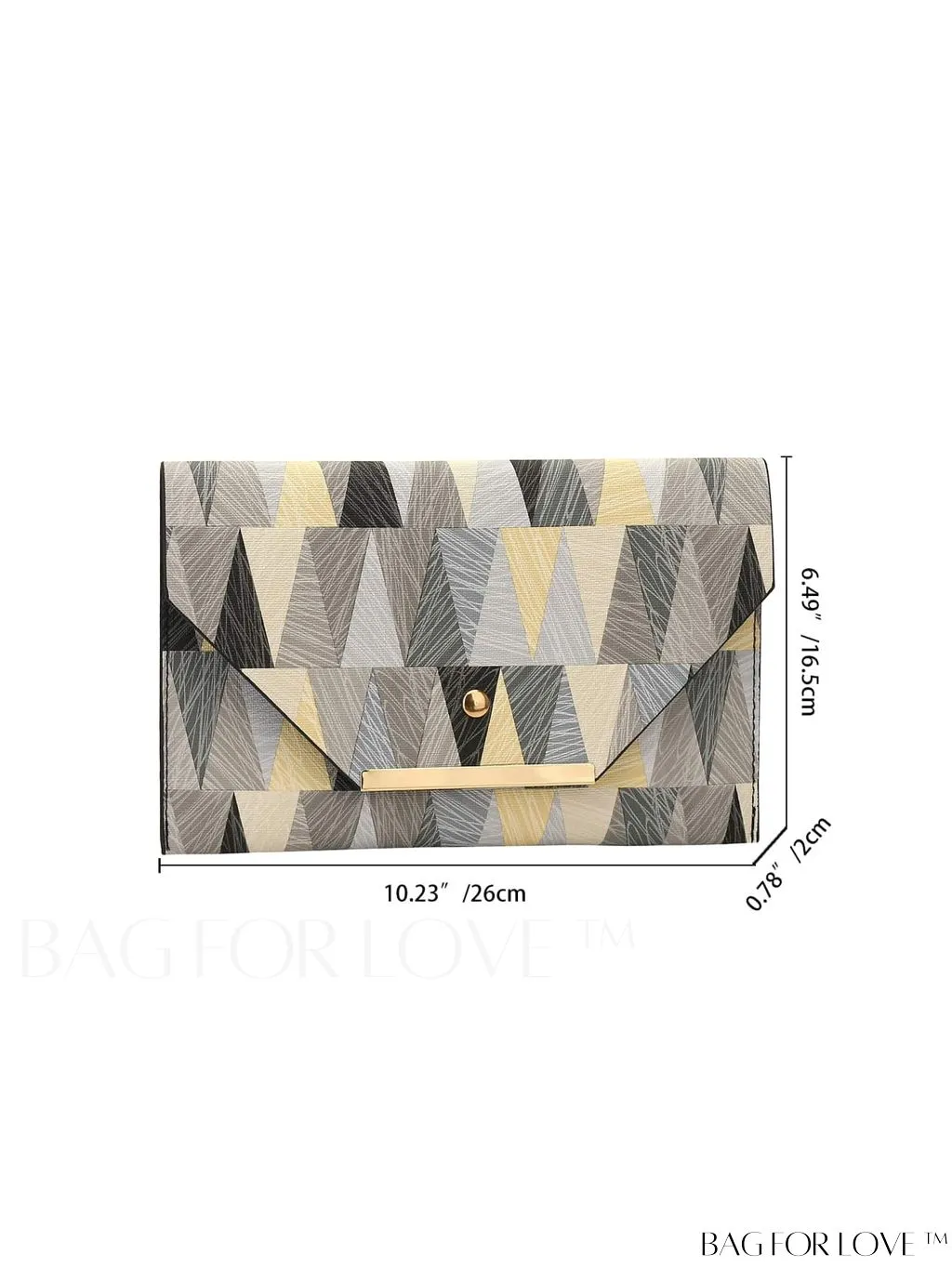 BagForLove - Chic PU Envelope Bag with Geometric Pattern Flap - Fashion at its Finest