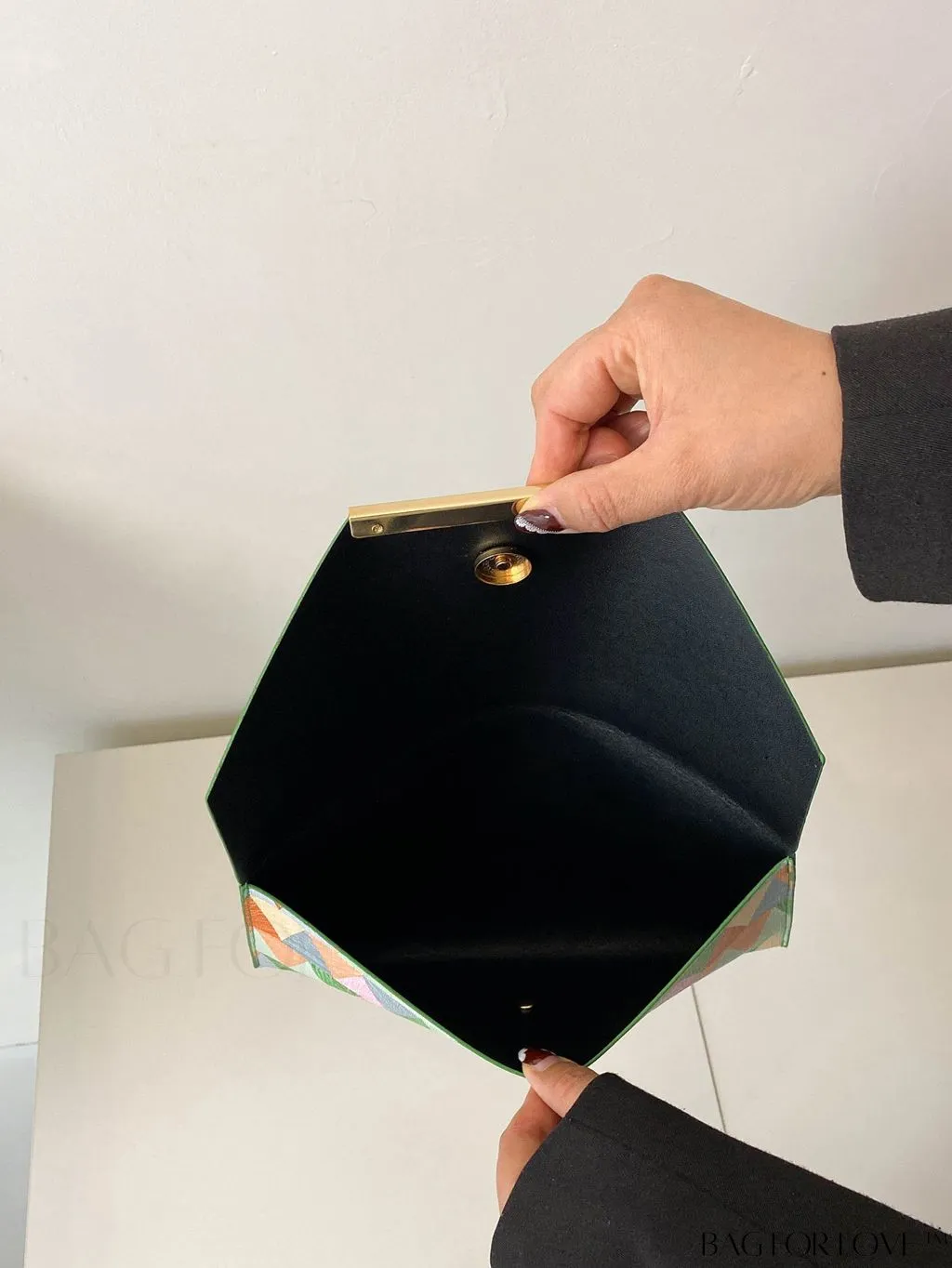 BagForLove - Chic PU Envelope Bag with Geometric Pattern Flap - Fashion at its Finest