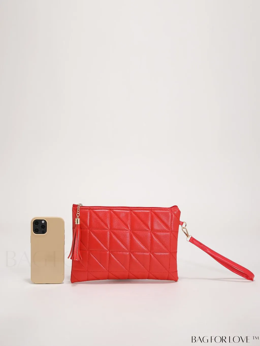 BagForLove - Chic Quilted Wristlet Bag Featuring Exquisite Pendant