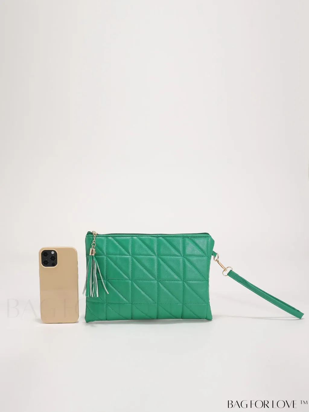 BagForLove - Chic Quilted Wristlet Bag Featuring Exquisite Pendant