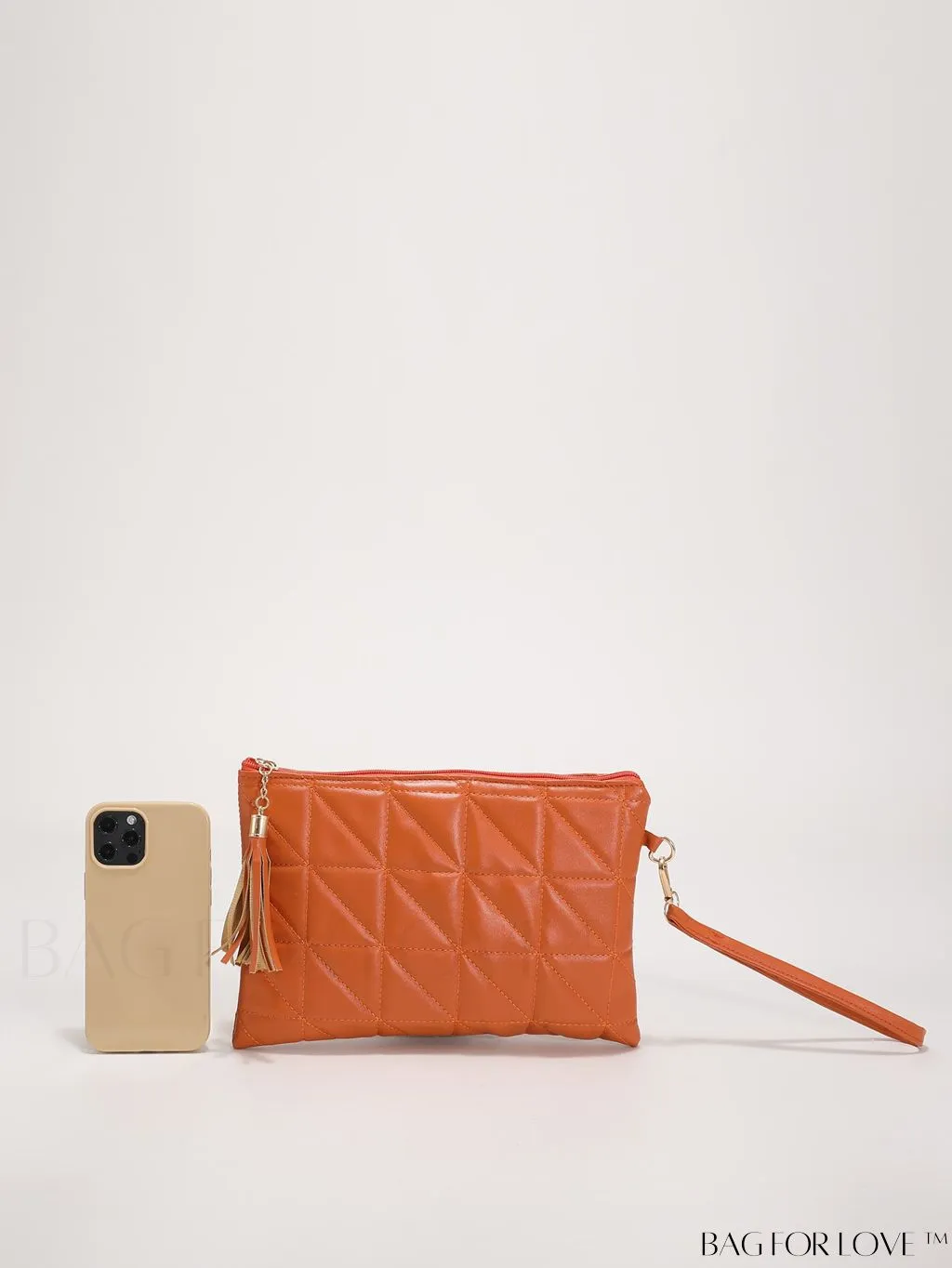 BagForLove - Chic Quilted Wristlet Bag Featuring Exquisite Pendant