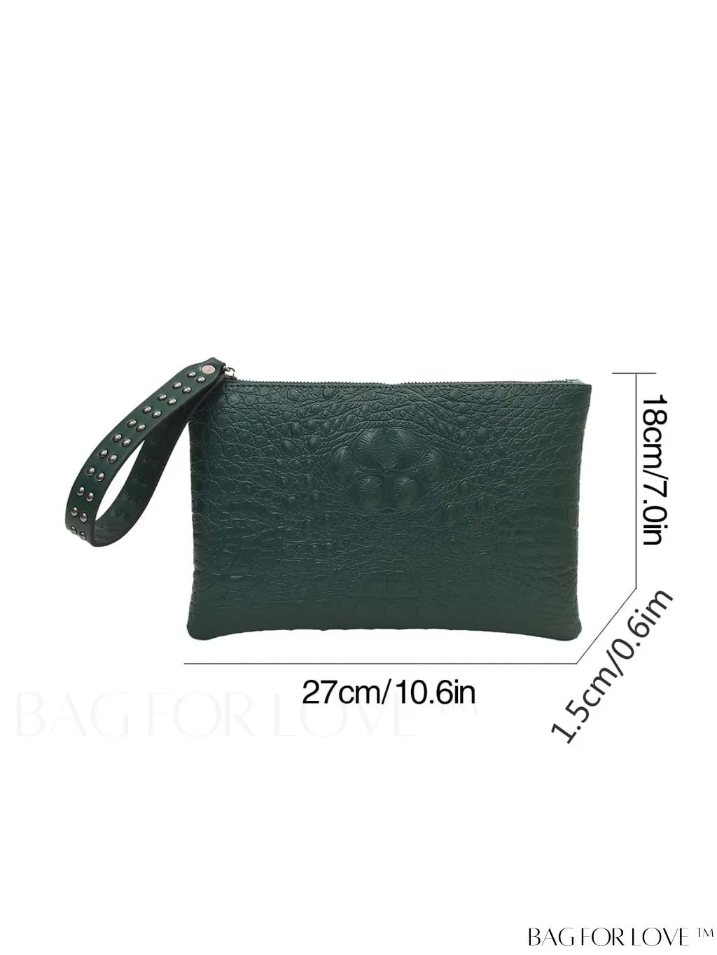 BagForLove - Embossed Croc Clutch with Studded Decor - Elegant and Stylish