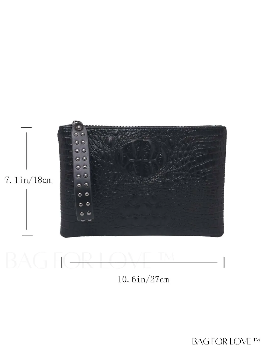 BagForLove - Embossed Croc Clutch with Studded Decor - Elegant and Stylish