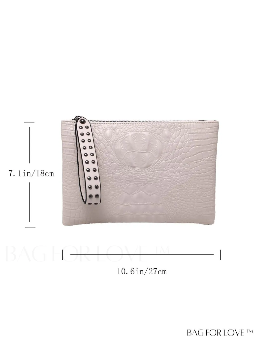 BagForLove - Embossed Croc Clutch with Studded Decor - Elegant and Stylish