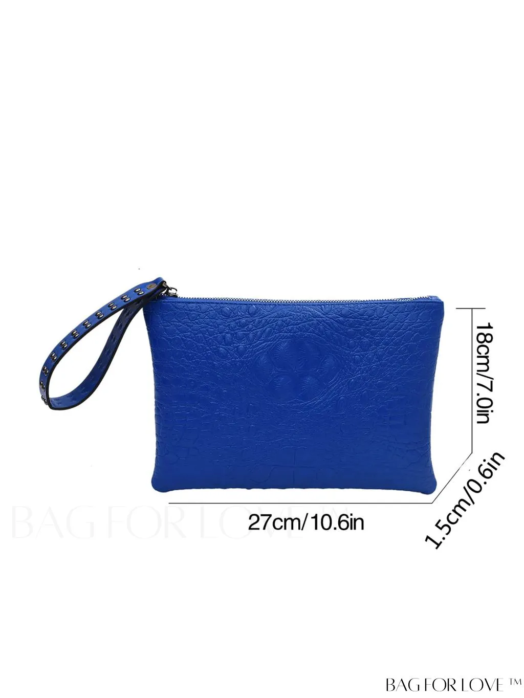 BagForLove - Embossed Croc Clutch with Studded Decor - Elegant and Stylish