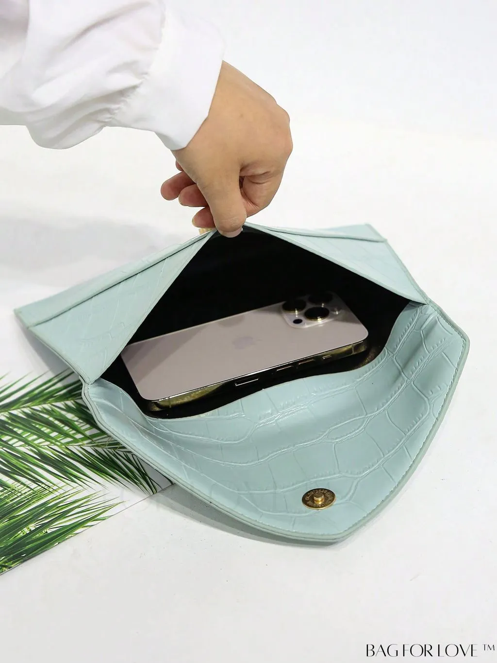 BagForLove - Minimalist PU Envelope Bag with Crocodile Embossing