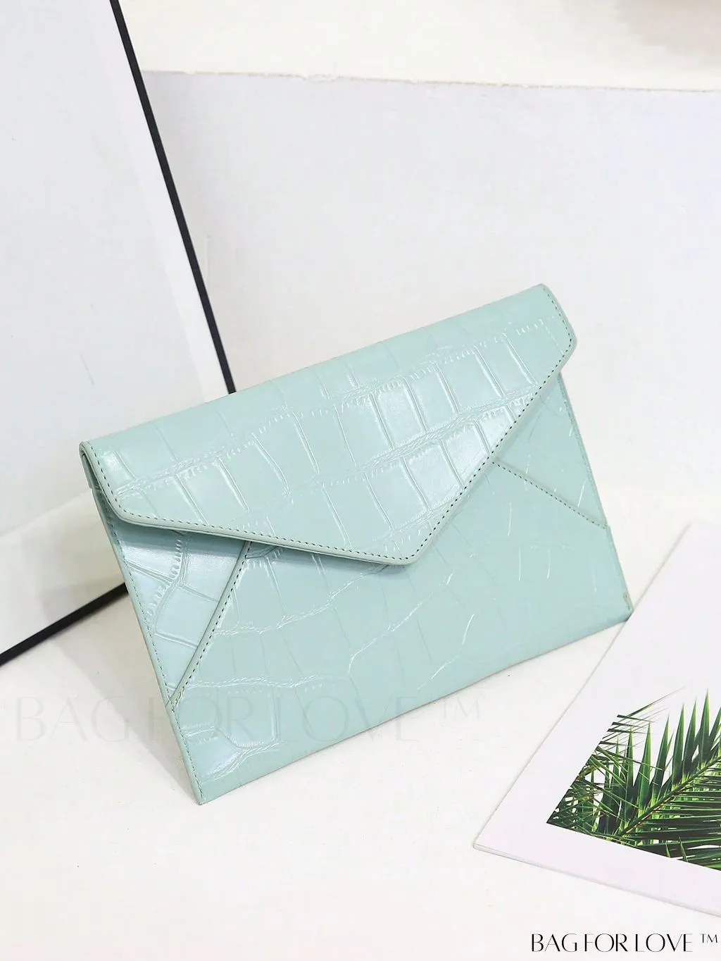 BagForLove - Minimalist PU Envelope Bag with Crocodile Embossing