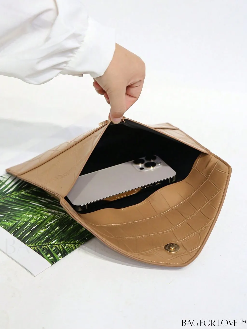 BagForLove - Minimalist PU Envelope Bag with Crocodile Embossing