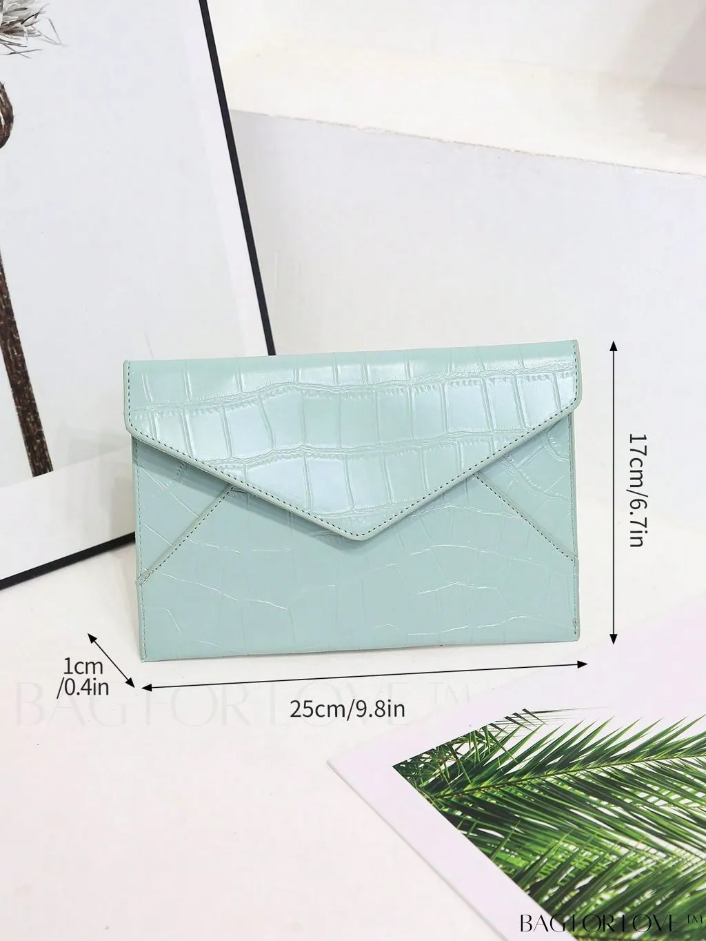 BagForLove - Minimalist PU Envelope Bag with Crocodile Embossing