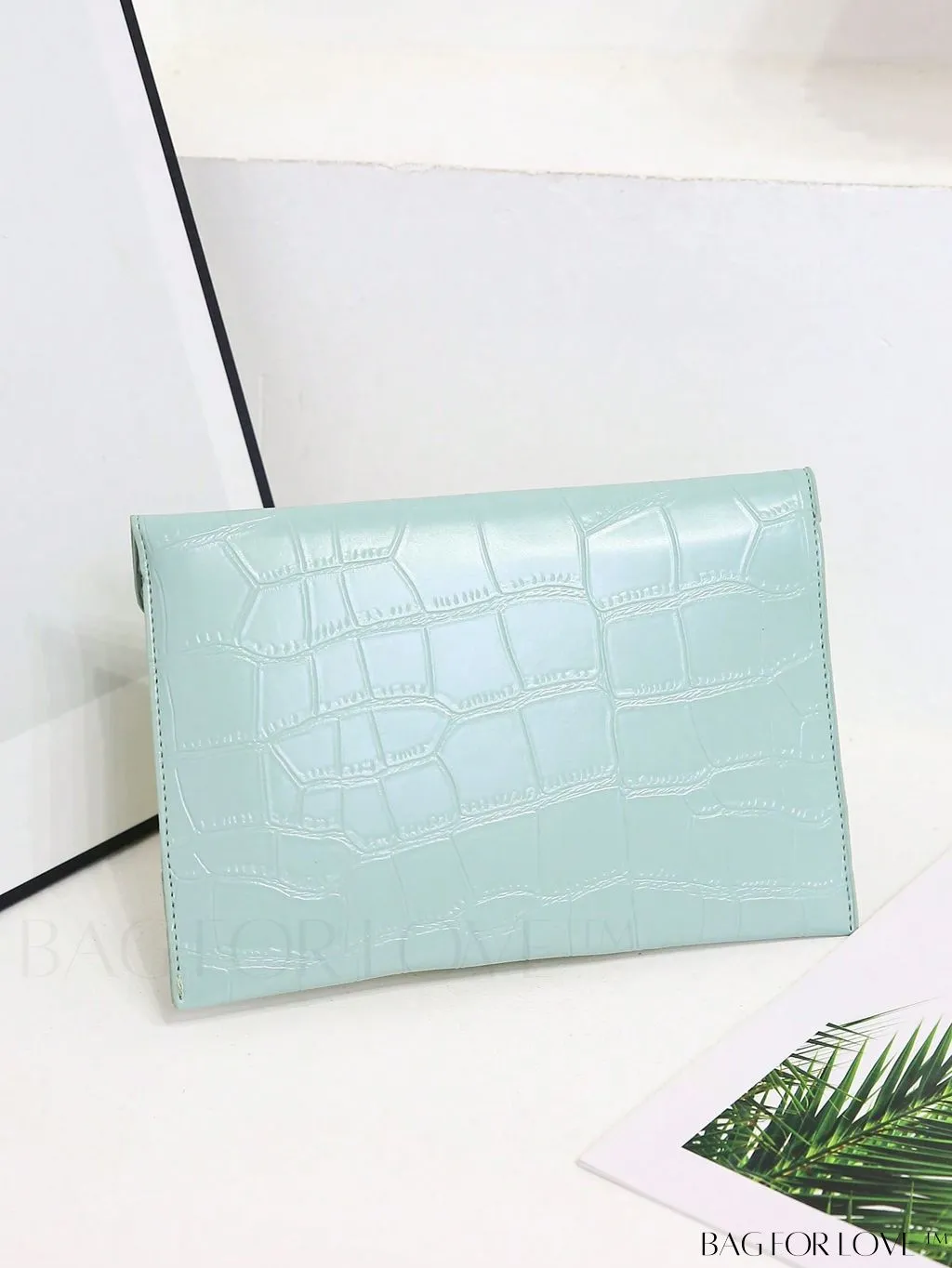 BagForLove - Minimalist PU Envelope Bag with Crocodile Embossing
