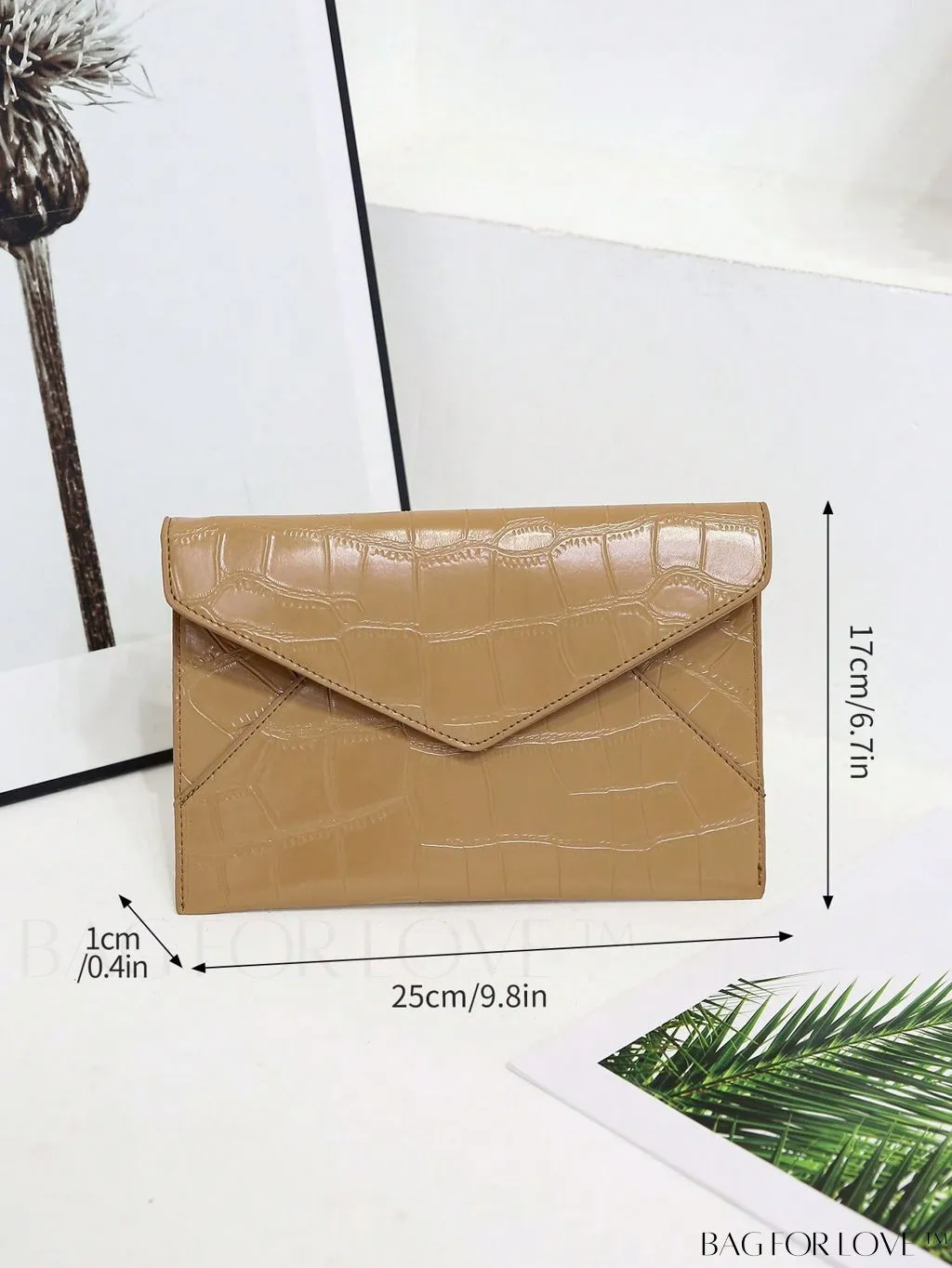 BagForLove - Minimalist PU Envelope Bag with Crocodile Embossing