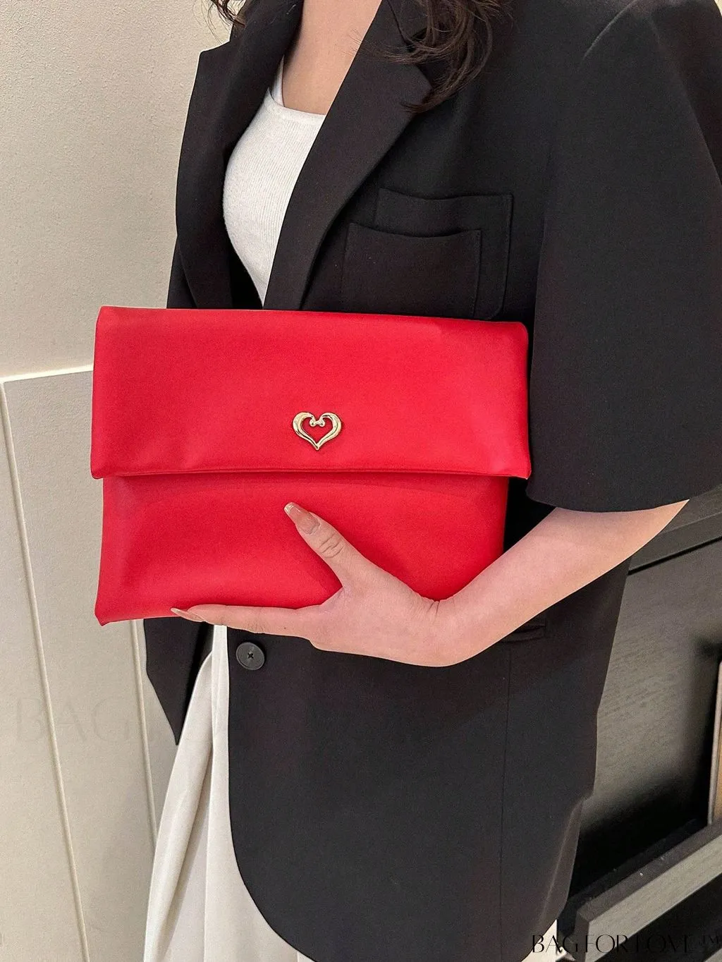 BagForLove - Minimalistic PU Envelope Bag with Heart Detailing