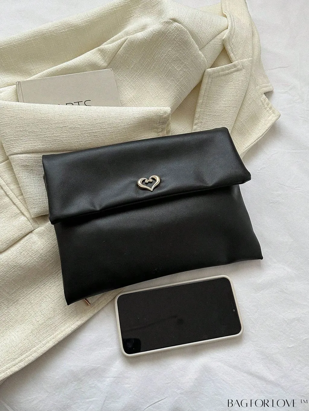 BagForLove - Minimalistic PU Envelope Bag with Heart Detailing