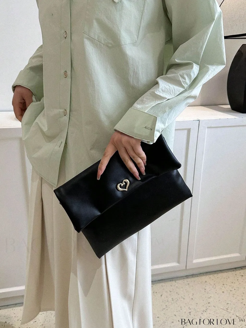 BagForLove - Minimalistic PU Envelope Bag with Heart Detailing