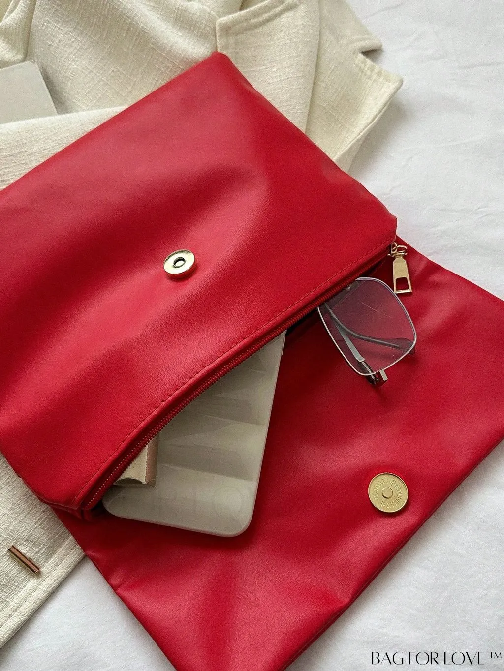 BagForLove - Minimalistic PU Envelope Bag with Heart Detailing
