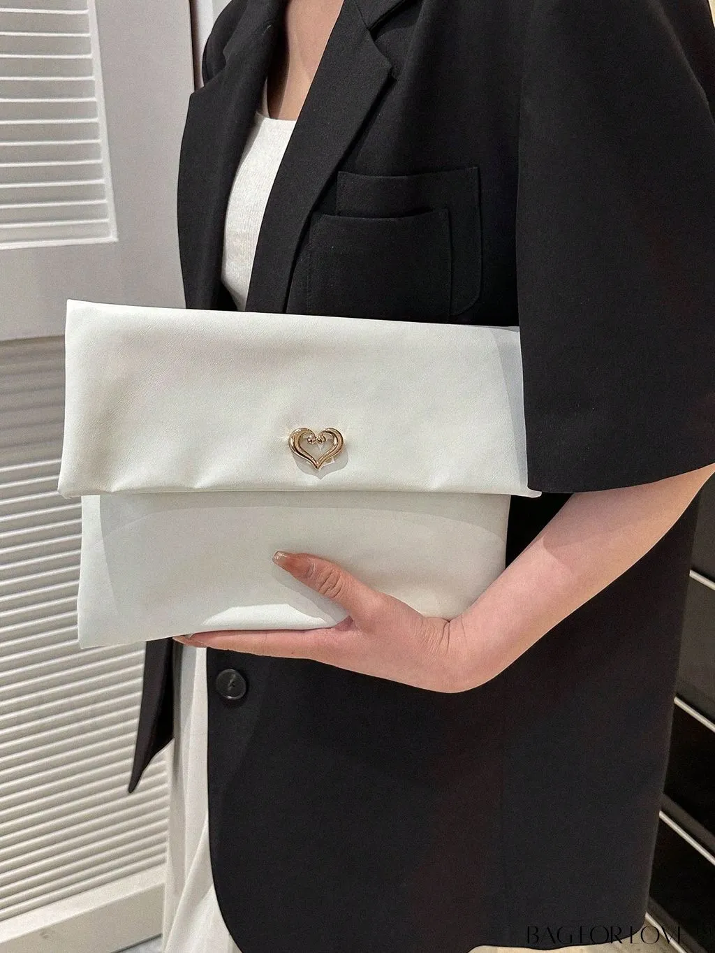 BagForLove - Minimalistic PU Envelope Bag with Heart Detailing