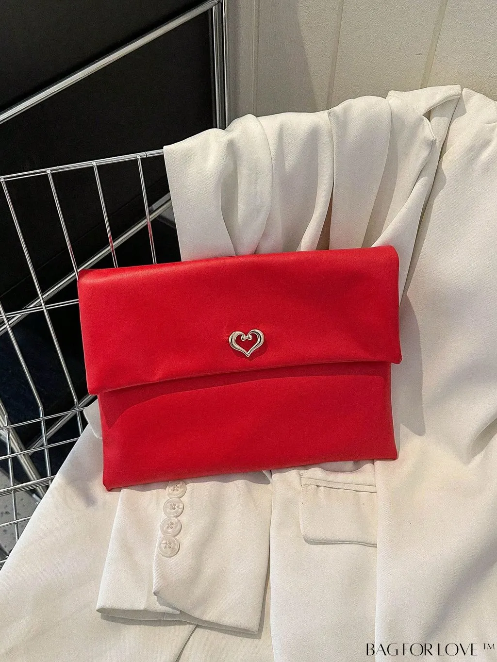 BagForLove - Minimalistic PU Envelope Bag with Heart Detailing
